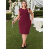 Agnes Orinda Women's Plus Size Notched Neck Sleeveless Pencil Work Midi Sheath Dress - 3 of 4