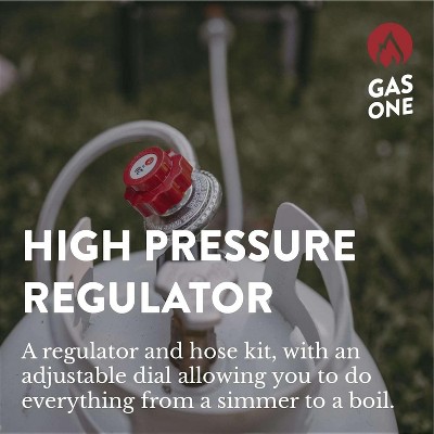 GasOne  4 ft High Pressure Propane 0-20 Psi Adjustable Propane Regulator with Steel Braided Hose QCC-1 Type, 2113