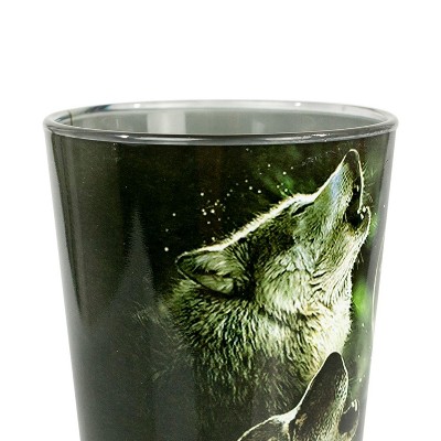 Ceramic Wolf Pack Howling at Moon 16oz Pint Glass