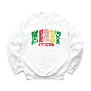 Simply Sage Market Women's Graphic Sweatshirt Merry Christmas Varsity Colorful - 1 of 4