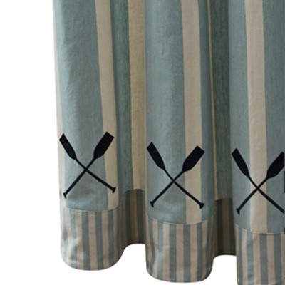 Light Blue and Cream Striped Cotton Shower Curtain 72" x 72"