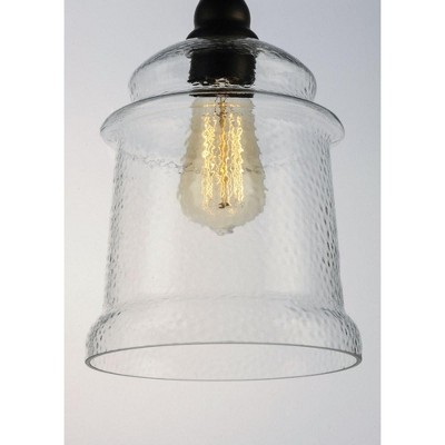 Oil Rubbed Bronze Mini Pendant with Hammered Glass Shade