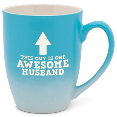 Elanze Designs This Guy Is One Awesome Husband Two Toned Ombre Matte Teal and White 12 ounce Ceramic Stoneware Coffee Cup Mug