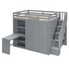 TIRAMISUBEST Full Size Loft Bed with Wardrobe, Buli-in Desk and Storage Shelves, Wood Loft Bedframe with Storage Staircase - 4 of 4