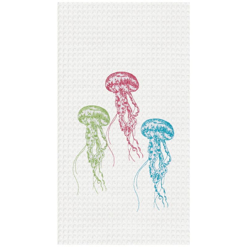 C&F Home Jellyfish Embroidered Cotton Waffle Weave Kitchen Towel, 1 of 4