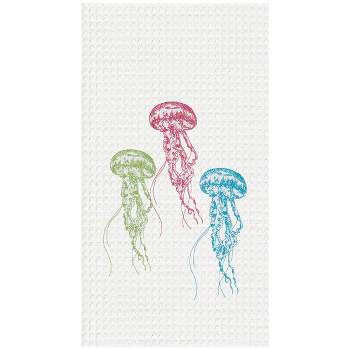 C&F Home Jellyfish Embroidered Cotton Waffle Weave Kitchen Towel