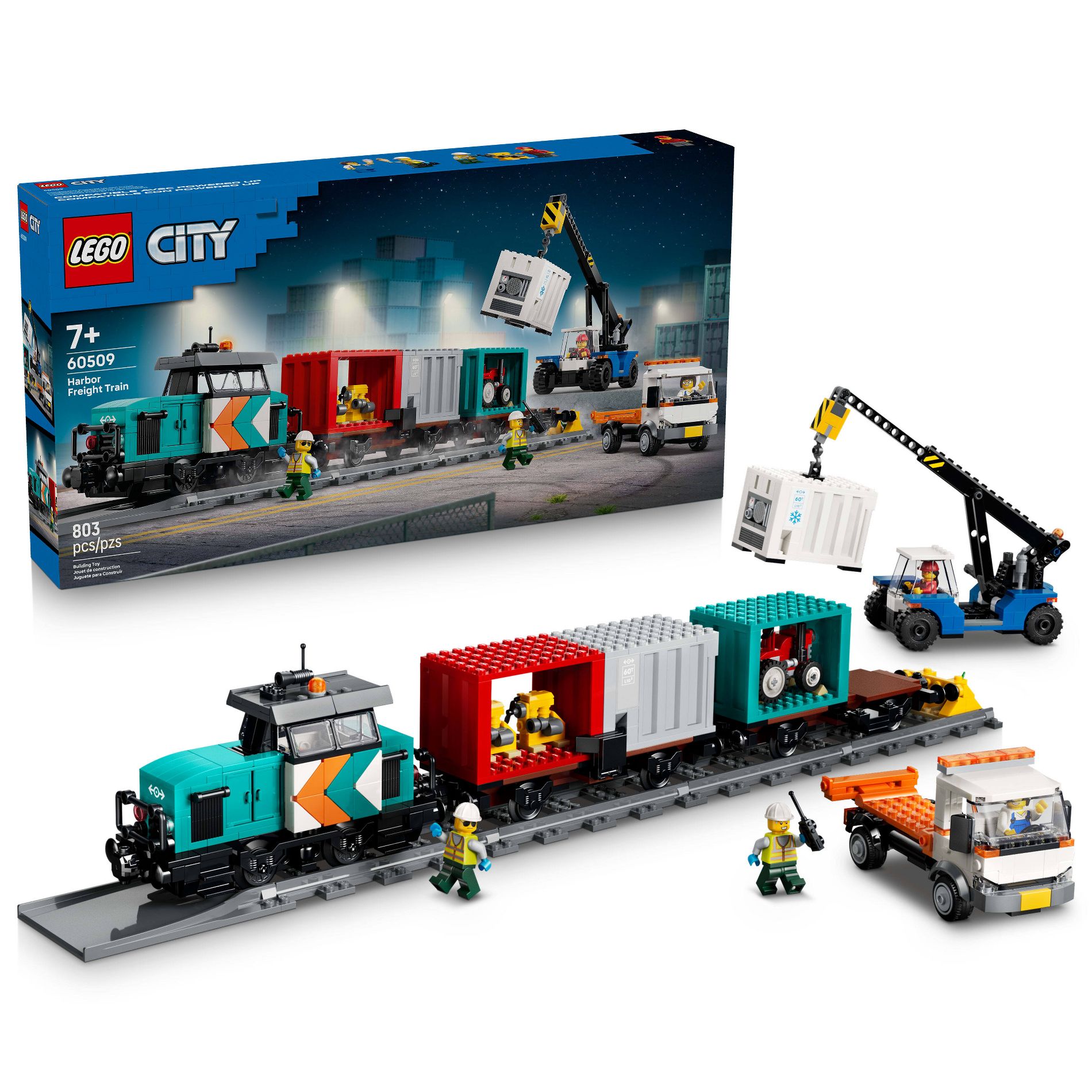 LEGO City Harbor Freight Train with Crane & Truck 60509