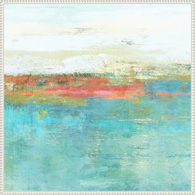 Sylvie Beaded White Framed Abstract Coastal Canvas Art