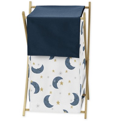 Image of Sweet Jojo Designs Boy or Girl Gender Neutral Unisex Laundry Hamper Bear and Moon Blue Gold and Grey