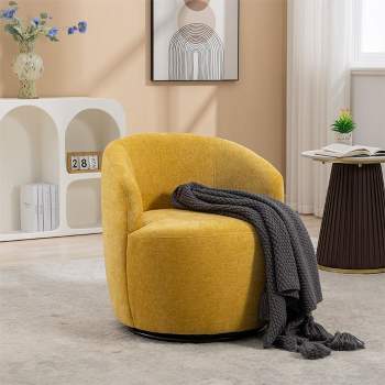 Fannie Chenille Swivel Accent Armchair Barrel Chair,25.60'' Wide Small Velvet Swivel Chair,360° Upholstered Swivel Barrel Chair-Maison Boucle‎