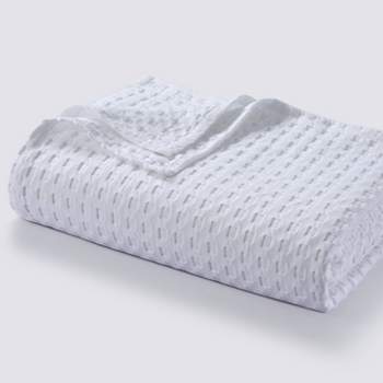 Tribeca Living Queen Vienna Chunky Waffle Weave Cotton Oversized Blanket White