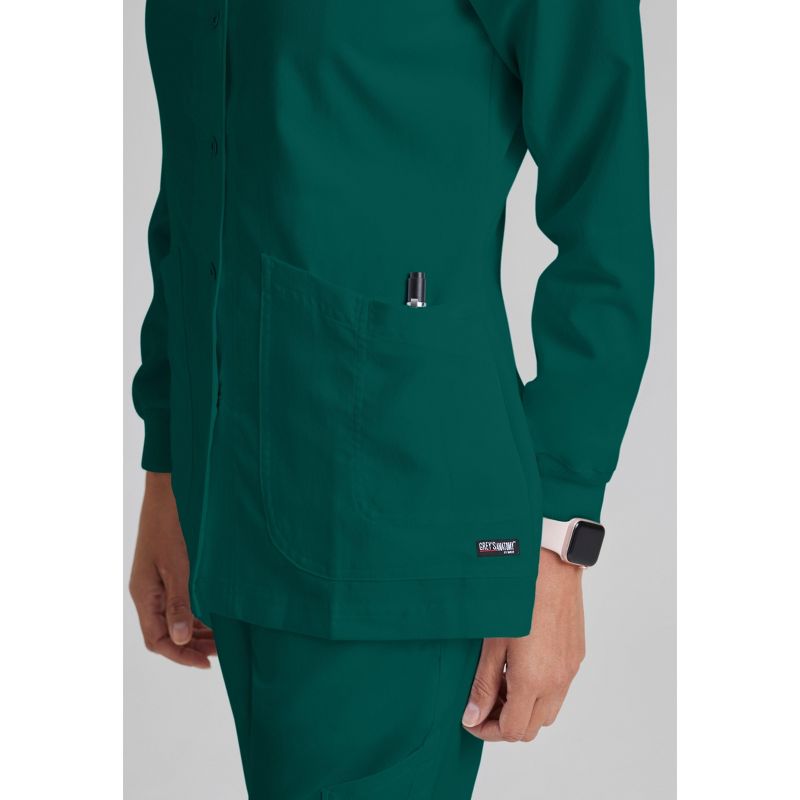 Grey's Anatomy by Barco - Classic Women's Jamie 4-Pocket Crewneck Snap-Front Scrub Jacket, 5 of 6