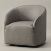 KINWELL 32"W 100% Top Grain Genuine Leather Swivel Barrel Armchair - 4 of 4