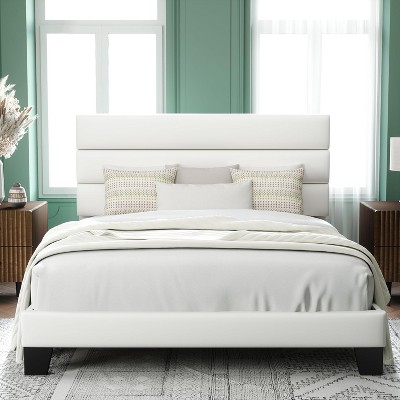 Queen Size, Platform Bed Frame with Fabric Upholstered and Wooden Slats Support, /No Box Spring Needed