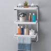 Danya B. 10.5" x 16" 3 Tier Wall Shelving Unit with Towel Rack and Trays Chrome/White: Floating Storage, Metal Frame - 2 of 4