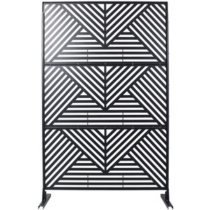 Grungis 76" H×48" W Freestanding Privacy Fence with Geometric Linen Pattern,Outdoor Privacy Screen for Balcony,Patio,Garden - 1 of 4