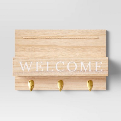 15" x 10" Wood Welcome Mail Station Natural - Threshold™