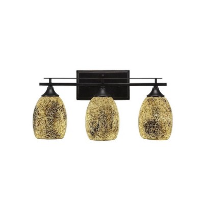 Toltec Lighting Uptowne 3 - Light Vanity in  Dark Granite with 5" Gold Fusion Shade