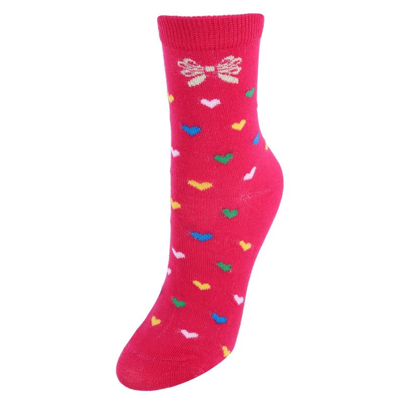 CTM Women's Assorted Hearts Patterned Crew Socks (3 Pairs), 4 of 5