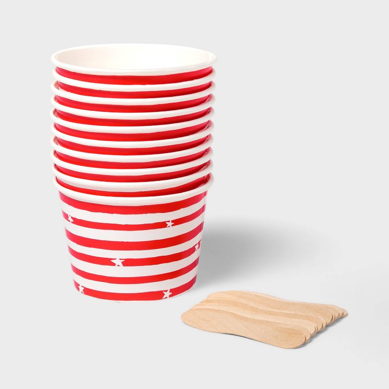 10ct Treat Cups with Wooden Spoons Americana Red Stripes - Sun Squad&#8482;, 2 of 4