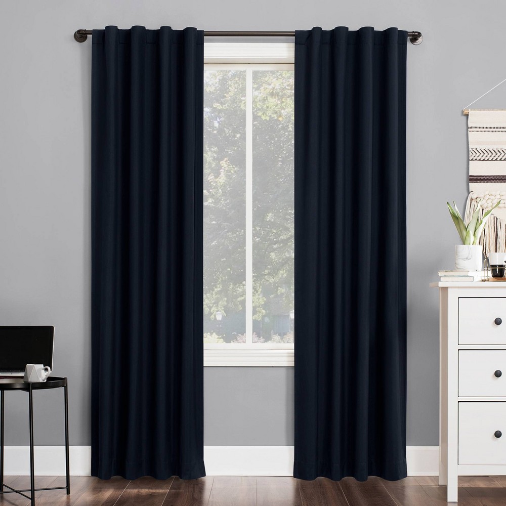Photos - Curtains & Drapes 40"x96" Sun Zero 100 Blackout Cyrus Thermal Grommet Curtain Panel Navy Blu
