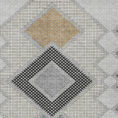 HomeRoots 5' X 8' Gray Gold And Charcoal Geometric Washable Indoor Outdoor Area Rug