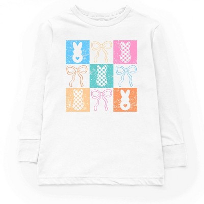Simply Sage Market Checkered Bunny Coquette Distressed Youth Long Sleeve Tee