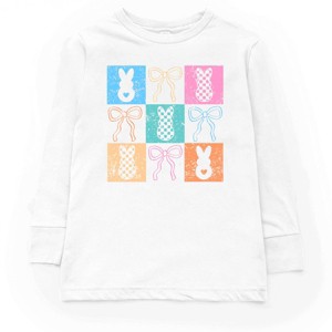 Simply Sage Market Checkered Bunny Coquette Distressed Youth Long Sleeve Tee - 1 of 4