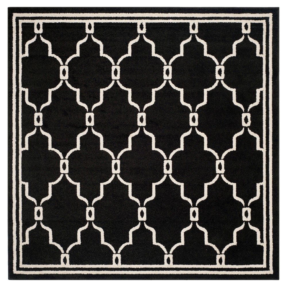 7'x7' Prato Square Indoor/Outdoor Rug Anthracite/Ivory - Safavieh