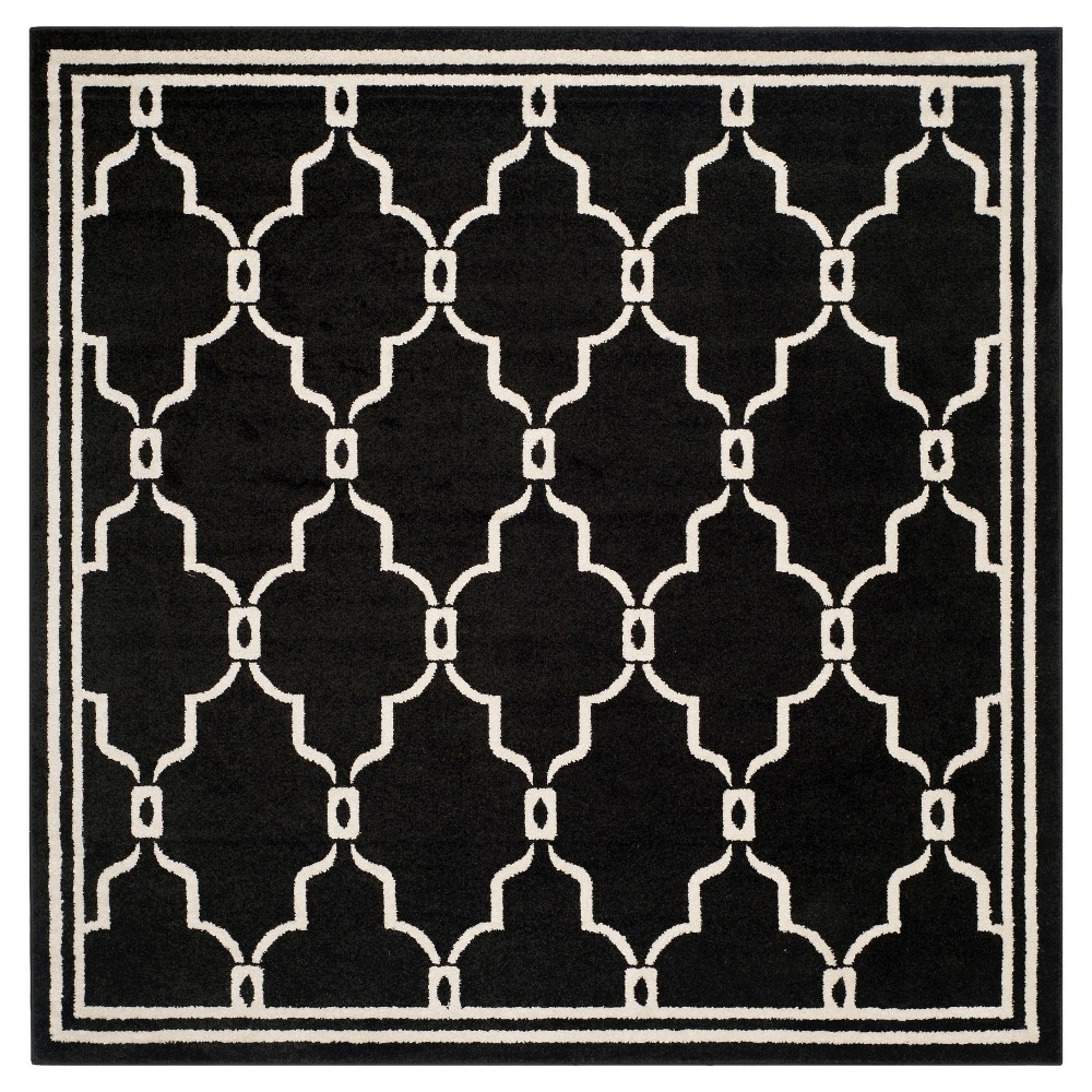 7'x7' Prato Square Indoor/Outdoor Rug Anthracite/Ivory - Safavieh