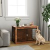 PawHut Dog Crate Furniture, 39" Dog Kennel Furniture with Flip-up Top Opening, 2 Doors, Dog Cage Side End Table for Large Dogs, Rustic Brown - 2 of 4