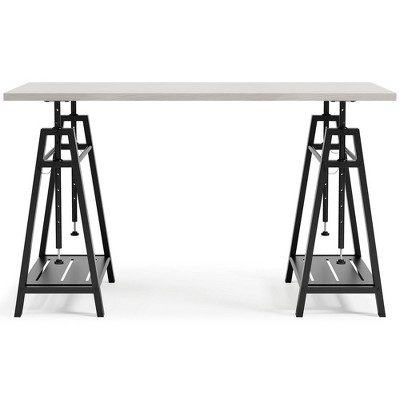 Transitional 47'' Black and White Adjustable Home Office Desk with Drawer