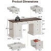 Dyonery 60" Farmhouse Executive Office Desk with Drawers and File Cabinet, Embossed Texture Wood Home Office Desk,Black/Brown/White and brown - 4 of 4