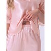 cheibear Women's Satin Silky 3/4 Sleeve Shirt with Long Pajama Pant Soft Pajama Set - 4 of 4