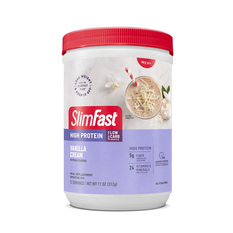 SlimFast Advanced Nutrition High Protein Smoothie Mix - Vanilla Cream - 11.01oz, 1 of 8