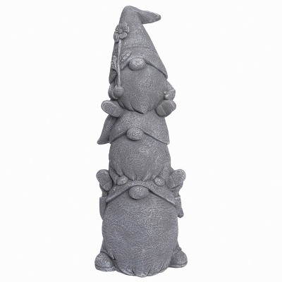 Transpac MGO 24" Grey Spring Stacked Garden Gnomes Statuette