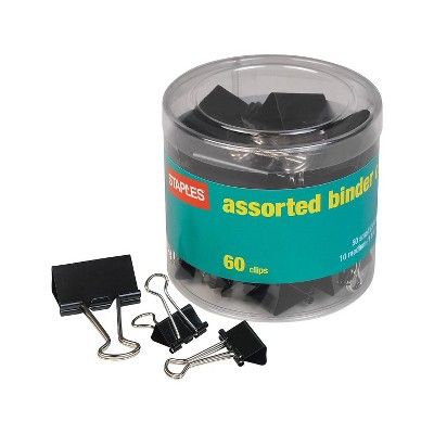 Staples Metal Binder Clips Black Assorted Capacities 15339