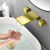 Cobbe Brushed Gold Wall Mounted Bathroom Faucet Two-Handle Bathroom Basin Faucet with Waterfall Spout - 3 of 4