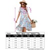 Women Cross V Neck Wrap Dress Lantern Short Maternity Dress Tie High Waist Dress A-Line Flowy Dress with Belt - 4 of 4