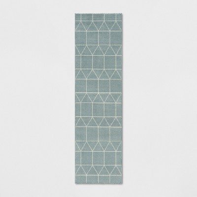 1'10"x7' Elle Linear Grid Woven Runner Rug Aqua - Project 62™