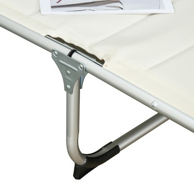 Cream White Foldable Aluminum Outdoor Chaise Lounge Chair