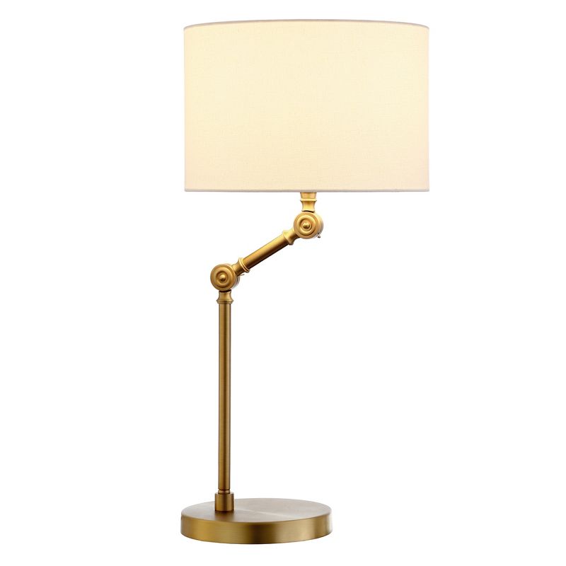Hampton &#38; Thyme Height-Adjustable Table Lamp with Fabric Shade Brushed Brass/White, 4 of 8