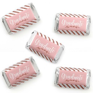 Big Dot of Happiness Rose Gold Grad - Mini Candy Bar Wrapper Stickers - Graduation Party Small Favors - 40 Count - 1 of 4