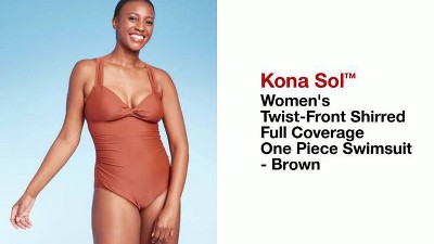 Women s Twist front Shirred Full Coverage One Piece Swimsuit