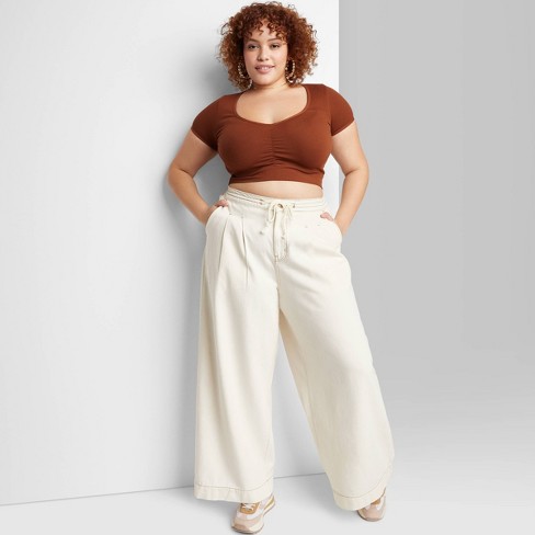 Women's High-rise Wide Leg French Terry Sweatpants - Wild Fable™ Brown :  Target