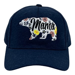 Mama Bear Floral Print Hat Funny Sarcastic Mothers Day Graphic Novelty Cap - Crazy Dog Navy Standard - 1 of 4