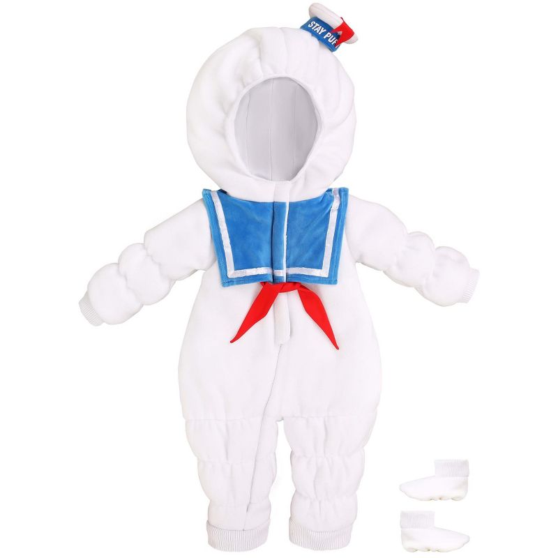 HalloweenCostumes.com 3-6 Months   Ghostbusters Stay Puft Jumpsuit Infant Costume., White/Red/Blue, 4 of 9
