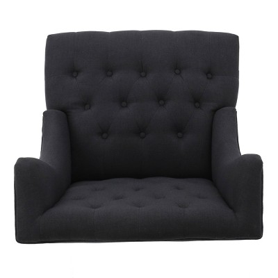Adriana Charcoal Tufted Fabric Wingback Accent Chair