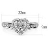 Slickblue Women’s Stainless Steel Ring, Pave Crystal, High Polished Heart Design, Clear, Sizes 5-10 - 2 of 4