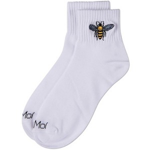 Memoi Women's "Embroidered Bee" Athletic Quarter Sock White 9-11 - 1 of 2